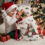 Sacco di tela personalizzato con iniziale e nome design natalizio fiocco di neve bomboniere per vigilia di Natale regalo per bambini 5