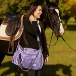 Personalisierte Multi-Compartment bestickt Pferdegesicht wasserdicht Reisetasche mit Namen und Schultergurt Pferdesport Spieltag Geschenk für Pferdeliebhaber