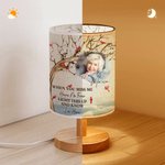 Lampada da tavolo in tessuto lino con foto cardinalizie personalizzate con nome e testo Regalo commemorativo di Natale per la famiglia