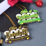 Personalised Graduation Cap Wooden Ornament with School Name Year and Name Home Decor Christmas Gift for Graduates Friends