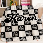 Personalisierte Geburt Blume Schachbrettmuster weiche Wurfdecke Home Decor Weihnachten Geburtstag Geschenk für Frauen Kinder