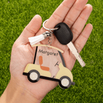 Personalized Multicolour Golf Car Tassel Acrylic Keychain with Name Christmas Birthday Gift for Golf Lovers