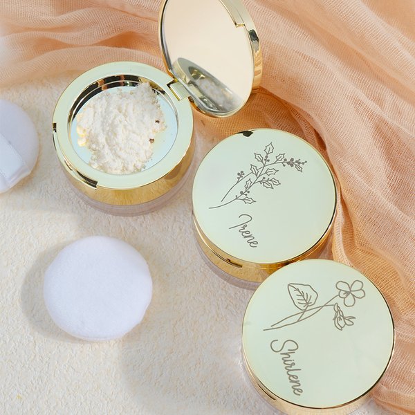 Scatola per il trucco personalizzata con nome e polvere, regalo di compleanno per le donne.