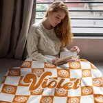 Personalisierte Geburt Blume Schachbrettmuster weiche Wurfdecke Home Decor Weihnachten Geburtstag Geschenk für Frauen Kinder