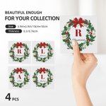 Sottobicchiere quadrato in ceramica con nome personalizzato con iniziali di ghirlanda natalizia, regalo di Natale per bambini e famiglia.