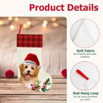 Personalised Santa Hat Plaid Oil Painting Photo Sweets Christmas Stocking with Name Christmas Decor Party Gift for Pet Lovers