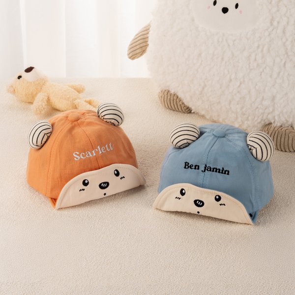 Personalised Adorable Multicolour Embroidered Bear Hat with Name 3-18 Months Baby Accessory Birthday Christmas Gift for Babies Parents