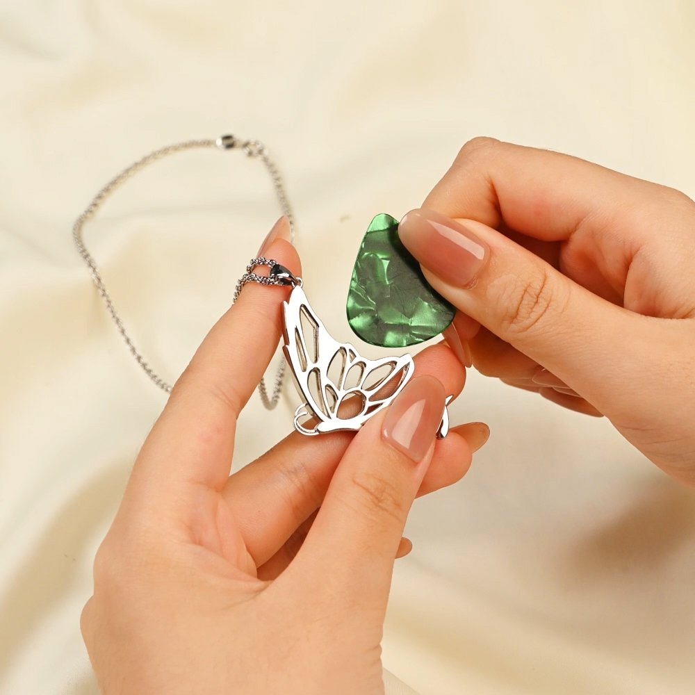 Personalized Butterfly Guitar Pick Dainty Necklace with Name Birthday Anniversary Gift for Music-Loving Women 3