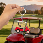 Personalized Multicolour Golf Car Tassel Acrylic Keychain with Name Christmas Birthday Gift for Golf Lovers