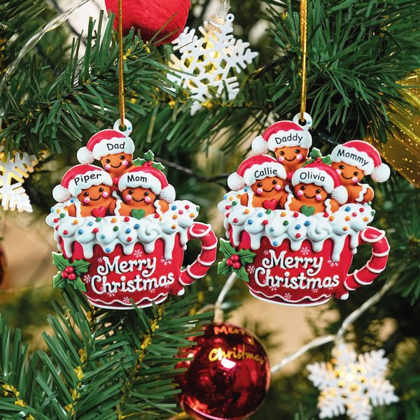 Mug personnalisé 3-6 Gingerbread Cocoa Mug Printing Double-Sided Christmas Ornament with Name Home Decor Merry Chrismas Gift for Family Friends