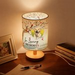 Lampada da tavolo in tessuto lino con foto cardinalizie personalizzate con nome e testo Regalo commemorativo di Natale per la famiglia