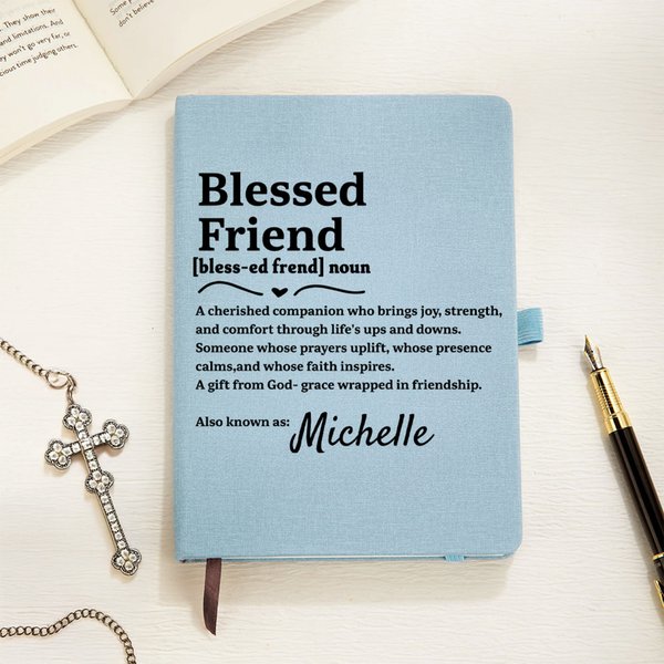 Personalized Blessed Friend Multicolour A5 Notebook with Name and Lined Pages Recording Accessory Birthday Religious Baptism Gift for Christians