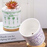 Personlig Toile De Jouy Birth Flower Keramisk växtkruka med smeknamn och namn Jul Thanksgiving Day Present till mamma mormor