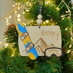 Ornement personnalisé en bois sur le thème du ski avec nom et année Décoration de l'arbre de Noël Cadeau pour les passionnés de ski