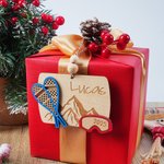 Ornement personnalisé en bois sur le thème du ski avec nom et année Décoration de l'arbre de Noël Cadeau pour les passionnés de ski