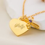 Personalizada Cruz y Piedra de Nacimiento Pedante Forma de Corazón Delicado Collar con Texto Grabado Cumpleaños Aniversario Bautizo Regalo para Niños Mujeres