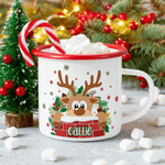 Tazza smaltata personalizzata da 12 once con nome, regalo di Natale per famiglia e bambini
