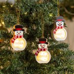 Gepersonaliseerd Sneeuwpop LED-licht Houten Kerstornament met Naam Kerstboom en Sok Decoratie Winterfeest Cadeau voor Familie en Kinderen