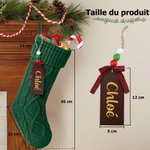 Chaussette de Noël Suspendue Personnalisée avec Nom Étiquette en Bois Décoration de Maison Cadeau Noël pour la Famille