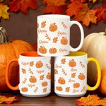 Gepersonaliseerde Pompoen Maple Leaf Keramische koffiemok met naam Thanksgiving Day herfst cadeau voor familie kinderen vrienden