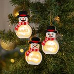 Gepersonaliseerd Sneeuwpop LED-licht Houten Kerstornament met Naam Kerstboom en Sok Decoratie Winterfeest Cadeau voor Familie en Kinderen