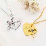 Personalizada Cruz y Piedra de Nacimiento Pedante Forma de Corazón Delicado Collar con Texto Grabado Cumpleaños Aniversario Bautizo Regalo para Niños Mujeres