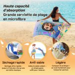 Serviette de Plage Personnalisée avec Motif Enfant Plongeur Animaux Marins 3D et Nom Cadeau Été Anniversaire Fête à la Plage pour Fille Garçon