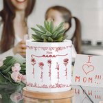 Personlig Toile De Jouy Birth Flower Keramisk växtkruka med smeknamn och namn Jul Thanksgiving Day Present till mamma mormor