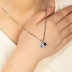 Personalizado collar de proyección de fotos con la impresión de la pata grabado Pet Loss Memorial Jewelry Birthday Gift for Pet Lovers Owners