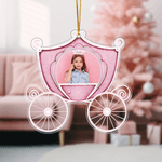 Spersonalizowany akrylowy ornament ze zdjęciem karety księżniczki z wiszącym sznurkiem do dekoracji domu Świąteczny prezent urodzinowy dla dziewczynek