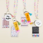 Personalized Pencil Badge Beads Lanyard Set with Name and Tassel Teachers' Day Appreciation Back to School Gift for Teachers Educators
