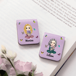 Marque-Page Magnétique Personnalisé avec Personnage de Dessin Animé Fleur de Naissance et Nom Cadeau Noël pour Amoureux des Livres