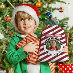 Gepersonaliseerd rendier sneeuwvlok gestreept kerstcadeau tas met foto kerstcadeau voor jongens meisjes