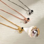 Personalizado collar de proyección de fotos con la impresión de la pata grabado Pet Loss Memorial Jewelry Birthday Gift for Pet Lovers Owners