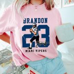 Personalized American Football Photo Heavyweight 100% Cotton T-shirt with Name and Number Game Day Club Gift for Sport Player Mom