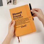 Personalized Blessed Friend Multicolour A5 Notebook with Name and Lined Pages Recording Accessory Birthday Religious Baptism Gift for Christians