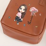Bolso de maquillaje portátil personalizado en cuero PU con nombre flor de nacimiento y personaje animado regalo de cumpleaños para mujeres