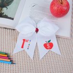 Personalized Cute Apple White Hair Bow with Grade and Initial Cute Accessories Back to School Birthday Gift for Girls