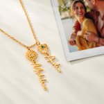 Gepersonaliseerde 1-8 Geboorte Bloem Geboortesteen Ketting met Naam Sierlijk Sieraden Verjaardag Verjaardag Kerstcadeau voor Oma Moeder Vrouwen