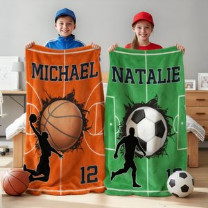 Personlig Baseball Fotball Basketball Mykt Kaste Teppe med navn og nummer Hjemmeinnredning Bursdagsgave til sportselskere