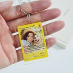 Gepersonaliseerde Ghibli Art Style Photo Poke Acryl Sleutelhanger met Attack Beschrijving en Beschermende Cover Verjaardag Verjaardagscadeau voor familie vrienden