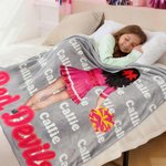 Couverture Douce Multicolore Personnalisée avec Motif Cheerleading Dessin Animé et Nom Cadeau Jour de Match pour Pom-Pom Girls et Entraîneurs