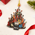 Personalised 2D Flat Electric Guitar Christmas Ornament with Name Christmas Gift for Guitarists Music Lovers