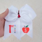 Personalized Cute Apple White Hair Bow with Grade and Initial Cute Accessories Back to School Birthday Gift for Girls