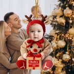 Ornement personnalisé en acrylique avec photo du visage de bébé, avec nom et année Décoration de maison Cadeau de Noël pour les bébés