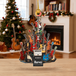 Personalised 2D Flat Electric Guitar Christmas Ornament with Name Christmas Gift for Guitarists Music Lovers