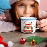 Tazza smaltata personalizzata da 12 once con nome, regalo di Natale per famiglia e bambini