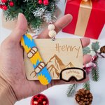 Ornement personnalisé en bois sur le thème du ski avec nom et année Décoration de l'arbre de Noël Cadeau pour les passionnés de ski