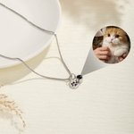 Personalizado collar de proyección de fotos con la impresión de la pata grabado Pet Loss Memorial Jewelry Birthday Gift for Pet Lovers Owners
