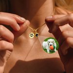 Personalizado collar de proyección de fotos con la impresión de la pata grabado Pet Loss Memorial Jewelry Birthday Gift for Pet Lovers Owners